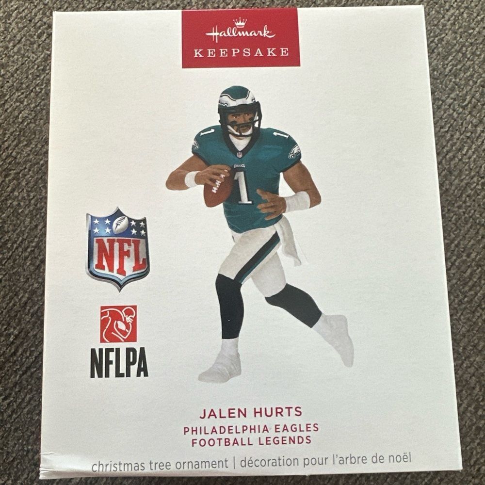 2025 HALLMARK JALEN HURTS PHILADELPHIA EAGLES FOOTBALL LEGENDS ORNAMENT New